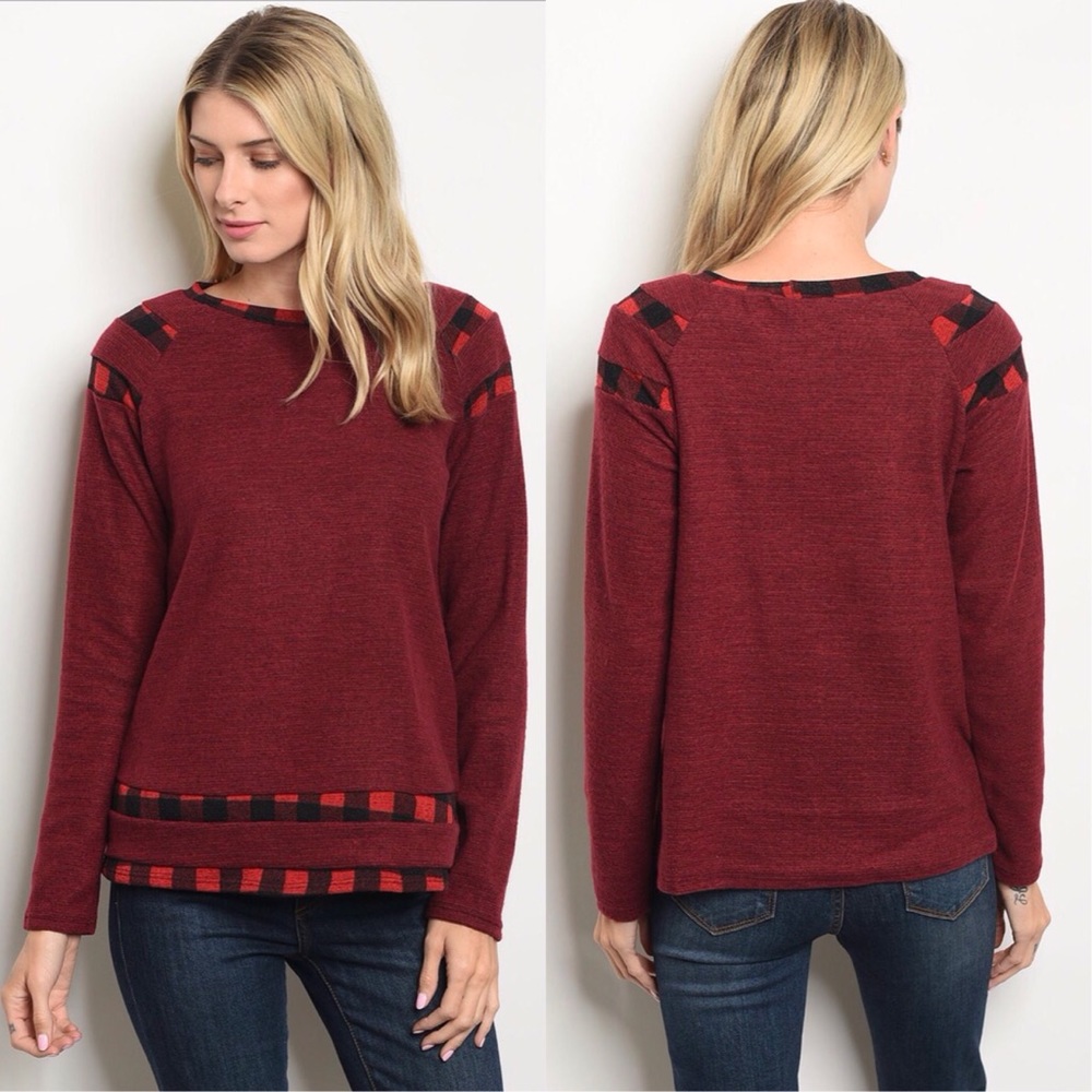 ☀️3 PACK | RED PLAID SLUB KNIT SWEATER
